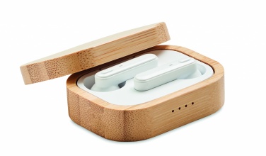 Logo trade promotional gift photo of: TWS earbuds in bamboo case