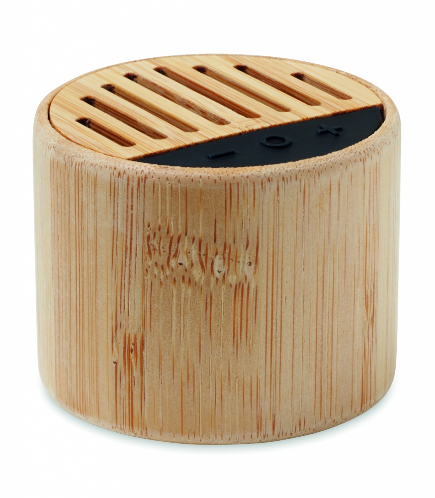 Logo trade advertising products picture of: Round bamboo wireless speaker