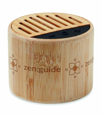 Logotrade promotional gift picture of: Round bamboo wireless speaker