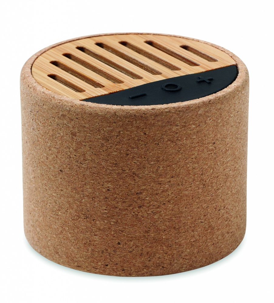 Logo trade promotional giveaways image of: Round cork wireless speaker