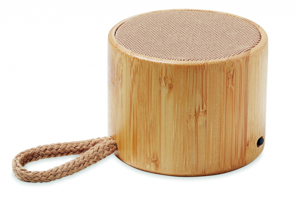 Logotrade advertising product picture of: Round bamboo wireless speaker