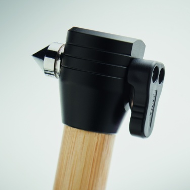 Logotrade corporate gift image of: 3-in-1 bamboo flashlight with an emergency hammer and seatbelt cutter