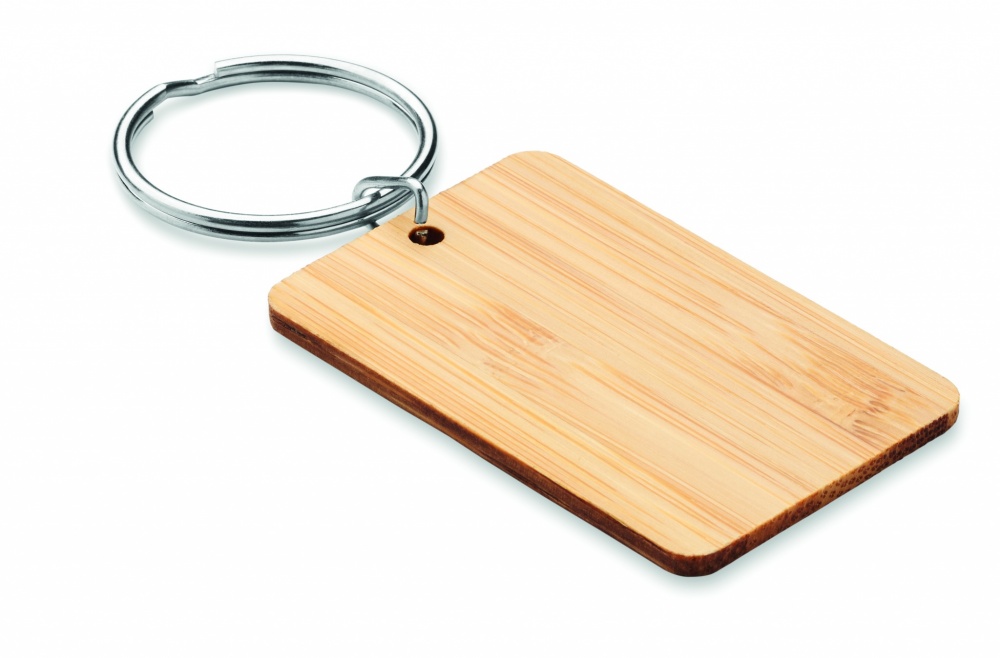 Logo trade promotional products picture of: Rectangular bamboo key ring Riihimäki