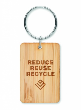Logotrade promotional item picture of: Rectangular bamboo key ring Riihimäki