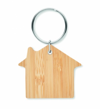 Logotrade promotional giveaway image of: House shaped bamboo key ring Järvenpää