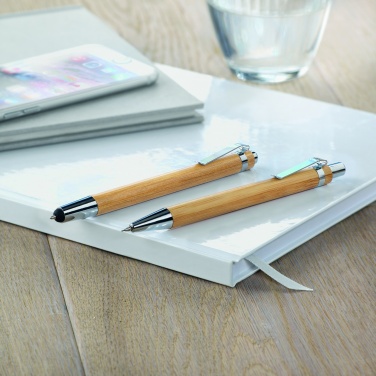 Logo trade business gift photo of: Bamboo pen and pencil set