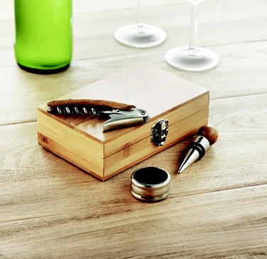 Logo trade promotional product photo of: Wine set in bamboo box