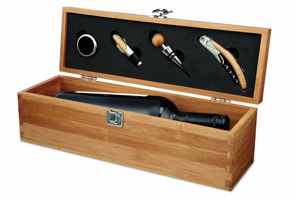 Logotrade promotional giveaway picture of: Wine set in bamboo box
