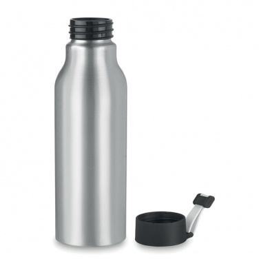 Logo trade advertising product photo of: Single-walled 500 ml aluminum bottle with a PP cap and a silicone strap
