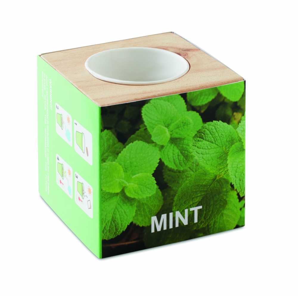 Logo trade promotional product photo of: Herb pot wood "MINT"