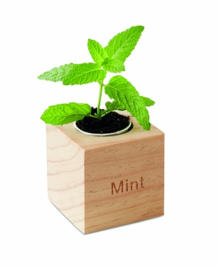 Logo trade corporate gifts picture of: Herb pot wood "MINT"