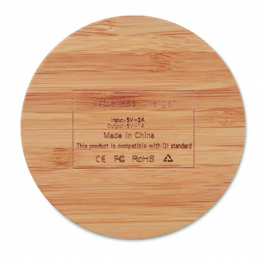 Logo trade business gift photo of: Wireless charger bamboo 5W