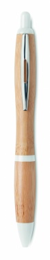 Logo trade promotional items image of: Ballpoint pen made of ABS and bamboo