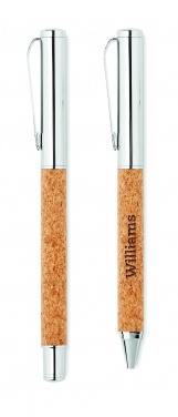 Logotrade advertising product picture of: Metal Ball pen set in cork box
