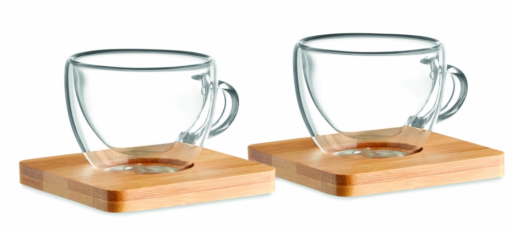 Logo trade promotional items image of: Set of 2 double wall espresso