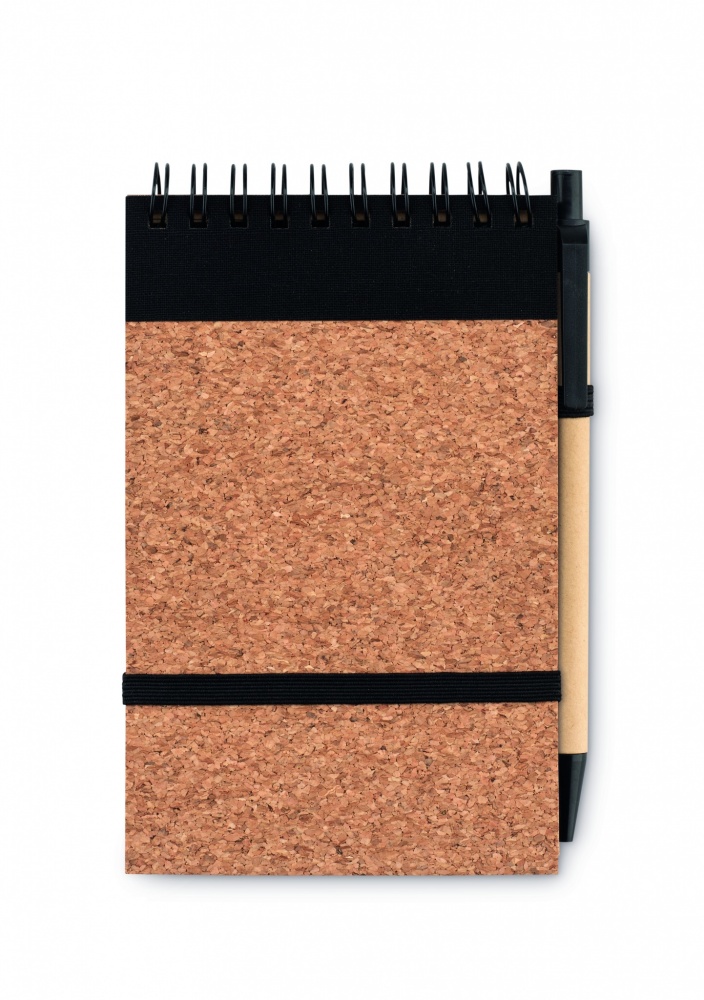 Logo trade promotional gift photo of: A6 Cork notepad with pen