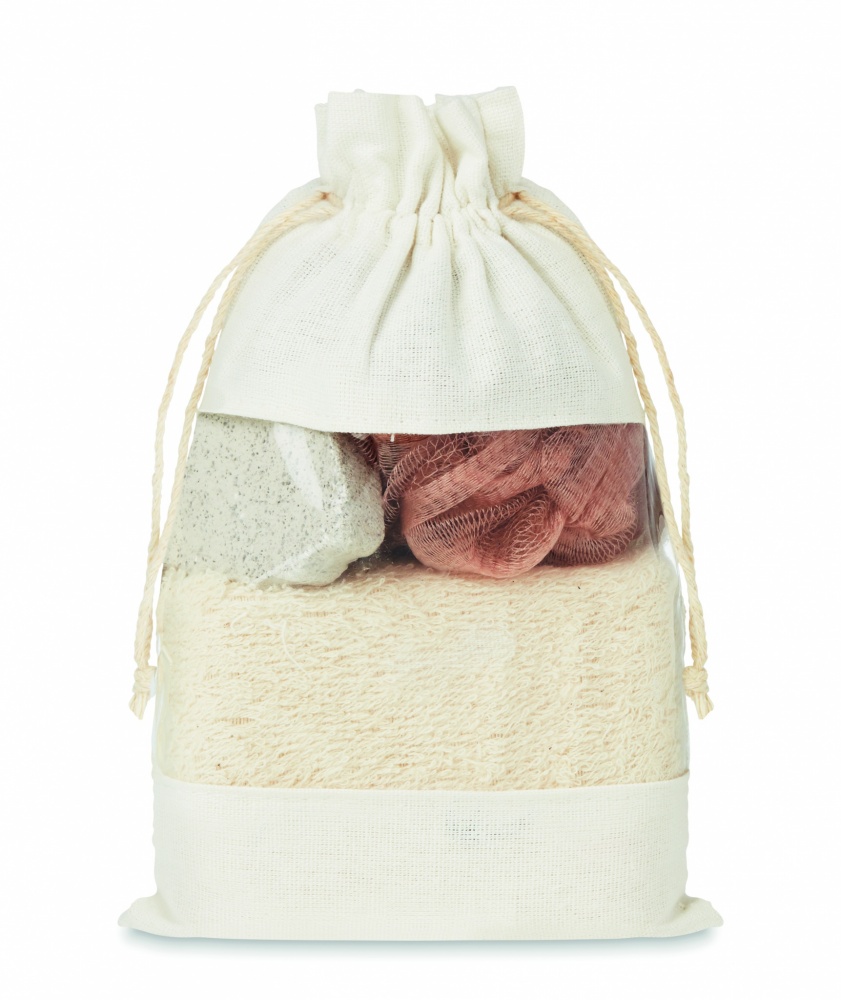 Logo trade advertising products image of: Bath set in cotton pouch