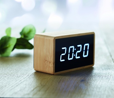 Logo trade promotional gifts picture of: LED alarm clock bamboo casing Düsseldorf