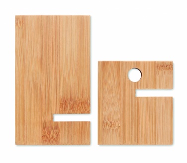 Logo trade promotional item photo of: Bamboo phone stand/ holder WHIPPY