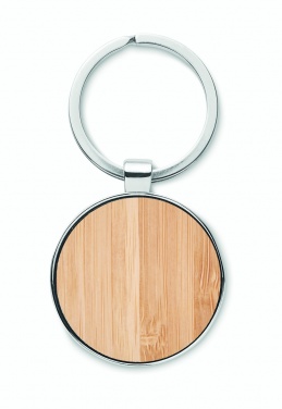 Logotrade promotional products photo of: Round key ring metal bamboo Dobele
