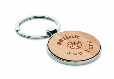 Logo trade corporate gifts picture of: Round key ring metal bamboo Dobele