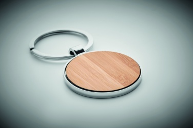 Logotrade promotional product picture of: Round key ring metal bamboo Dobele