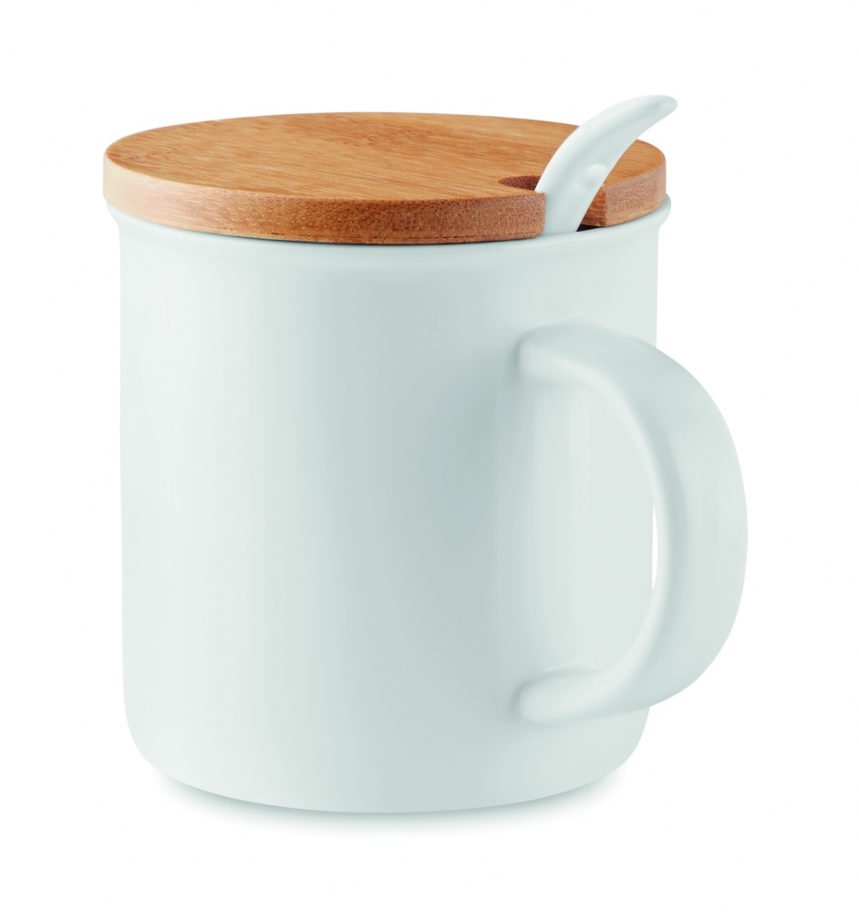 Logo trade advertising products image of: Porcelain mug with spoon
