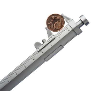 Logo trade promotional item photo of: Plastic ballpen with sliding calliper PRESCOT