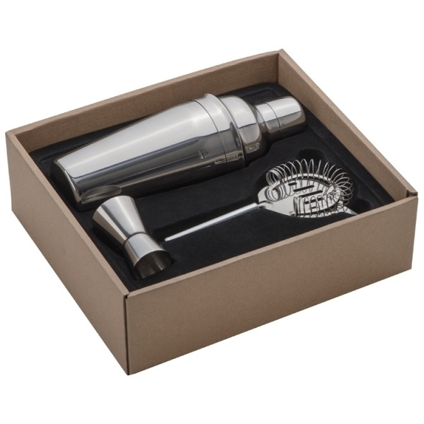 Logotrade promotional item image of: Metal cocktail set, 3-piece MESSINA