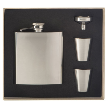 Logo trade promotional merchandise picture of: Hip flask with 2 shot glasses SANDVIKEN 170 ml