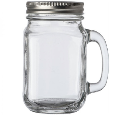 Logo trade promotional gift photo of: Drinking glass with handle and lid TREVISO 450 ml