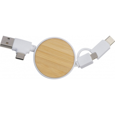 Logo trade promotional giveaway photo of: Bamboo charging cable GRONINGEN