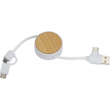 Logo trade promotional products image of: Bamboo charging cable GRONINGEN