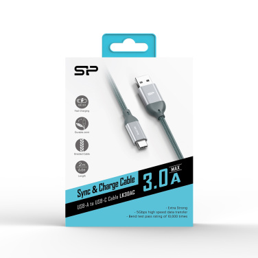 Logo trade corporate gift photo of: Nylon data transfer cable LK30 Type - C Quick Charge 3.0