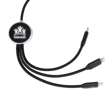 Logo trade promotional merchandise picture of: 3in1 long cable with elighted logo for engraving, W201TG