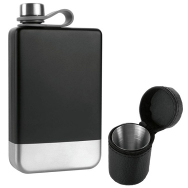 Logotrade promotional products photo of: Hip flask set TAHAT Schwarzwolf