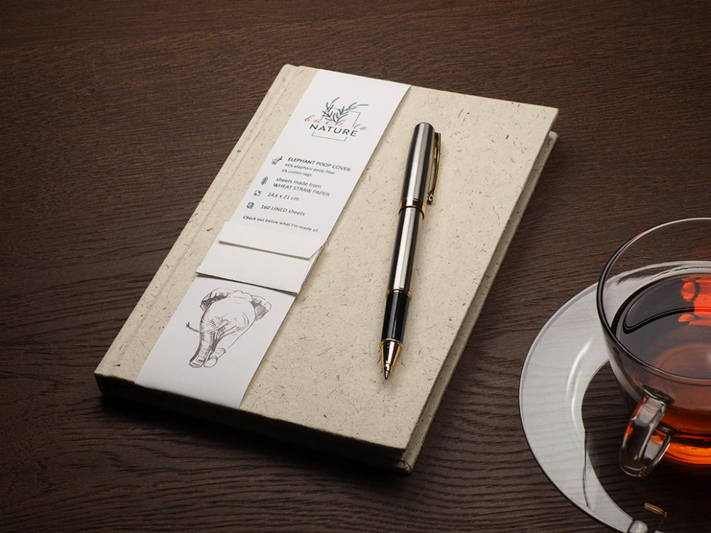 Logo trade corporate gifts image of: Recycled Elephant Poo Notebook 209734400