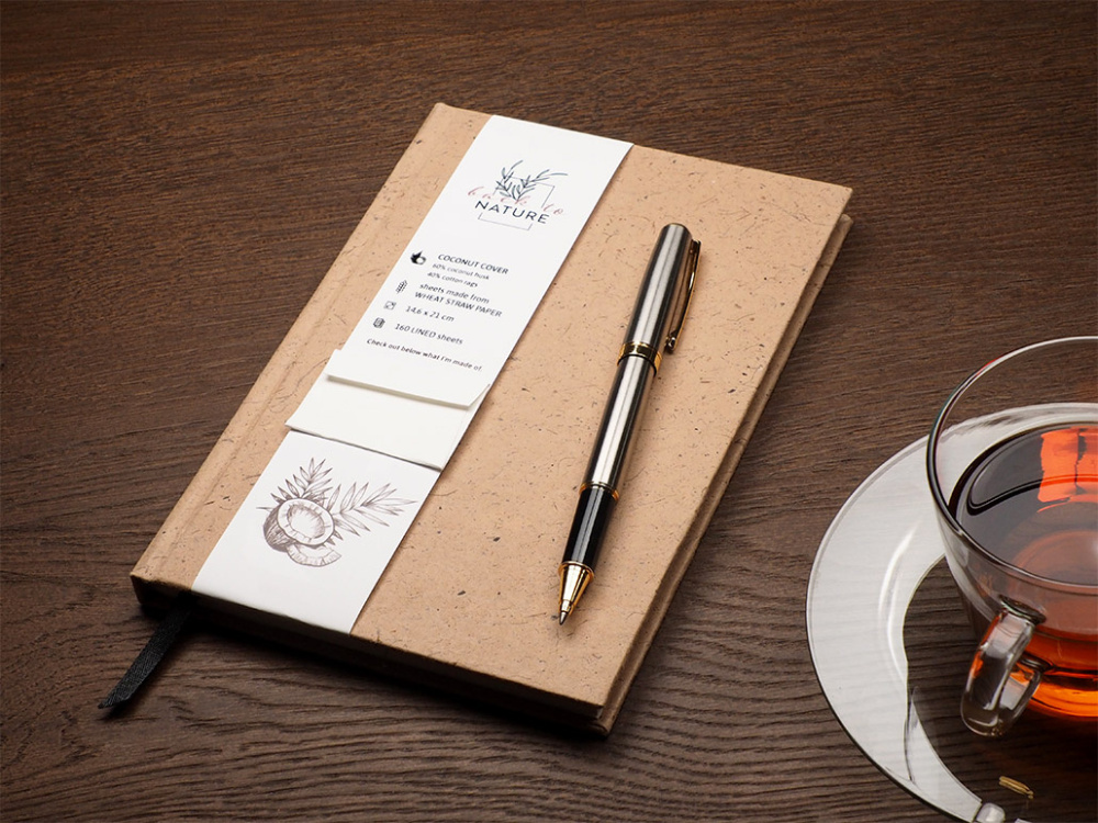Logo trade corporate gift photo of: Recycled Coconut Notebook 209734100