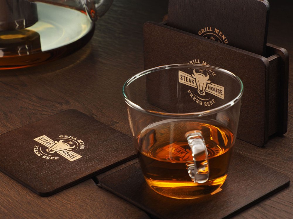 Logotrade promotional item image of: Wooden box with 4 coasters 1871121