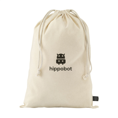 Logo trade promotional product photo of: Gift Pouch Natural GRS Recycled Cotton (150 g/m²) L
