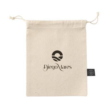Logo trade promotional merchandise picture of: Gift Pouch Natural GRS Recycled Cotton (150 g/m²) S