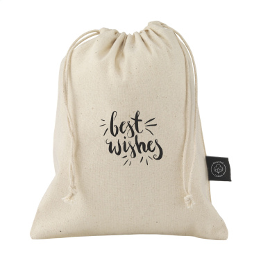 Logo trade advertising products picture of: Gift Pouch Natural GRS Recycled Cotton (150 g/m²) S