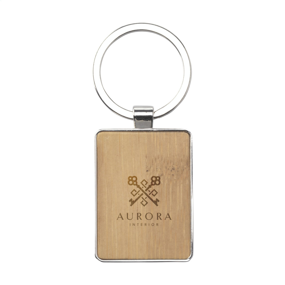 Logo trade promotional giveaway photo of: Bamboo Key Rectangle keyring