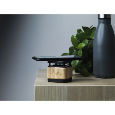 Logotrade advertising products photo of: Bamboo Block Speaker with wireless charger