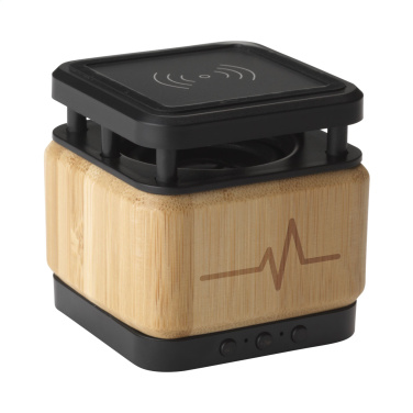 Logo trade business gift photo of: Bamboo Block Speaker with wireless charger