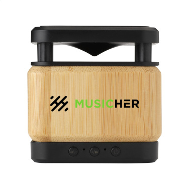 Logotrade advertising products photo of: Bamboo Block Speaker with wireless charger