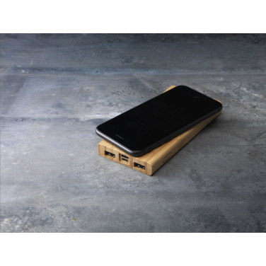 Logo trade promotional gifts picture of: Bamboo 8000 Wireless Powerbank wireless charger