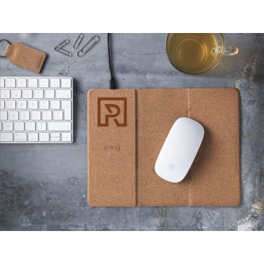 Logo trade promotional giveaway photo of: Cork Wireless Charging Mousepad