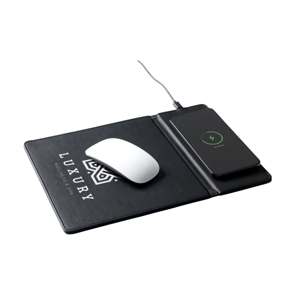 Logotrade corporate gift image of: RCS Recycled Wireless Charging Mousepad