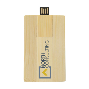 Logo trade promotional gift photo of: CreditCard USB Bamboo 64 GB